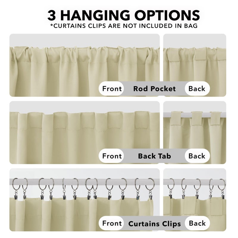 Deconovo Room Darkening Curtains for Living Room, Beige Light Filtering Thermal Drapes 95 Inches Long, Back Tab and Rod Pocket Window Curtains, 52W x 95L Inch, 2 Panels - Image 2